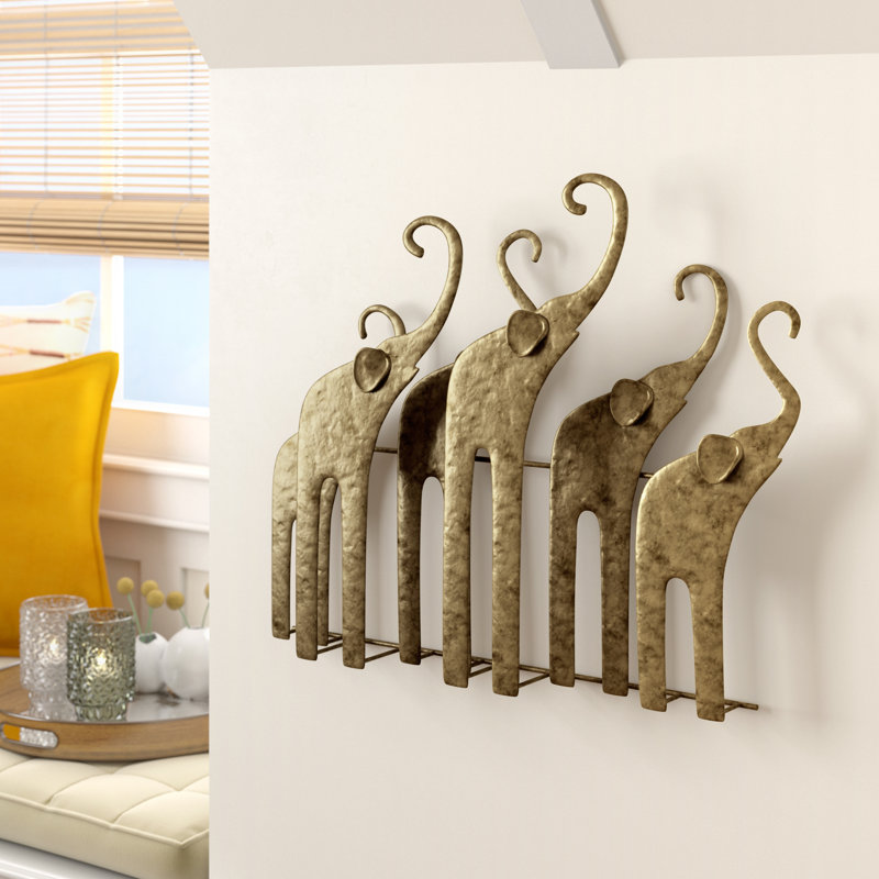 World Menagerie Gold Elephants Sculpture Wall Décor & Reviews Wayfair